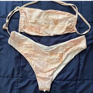 WEWOREWHAT tan Printed Backless Cheeky Bikini Set